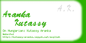 aranka kutassy business card